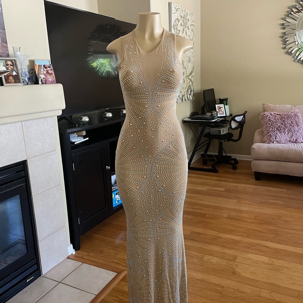 Maxi rhinestone and beads dress (stretchy)